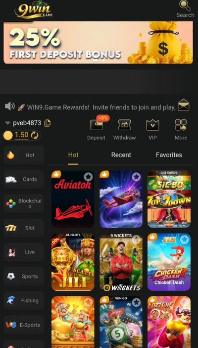 9Win Game Dashboard image